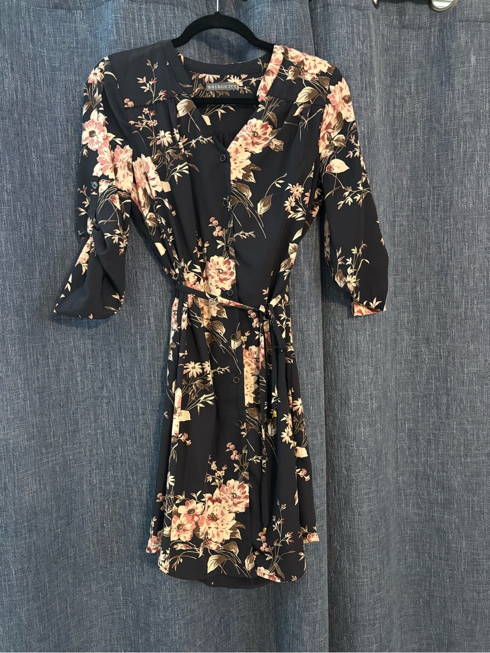 Floral Dress in Dark Navy and Pink